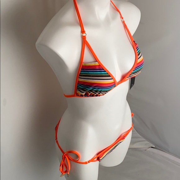 Wildfox Zooey multicolor rainbow triangle bikini top and matching string bikini - Picture 3 of 16